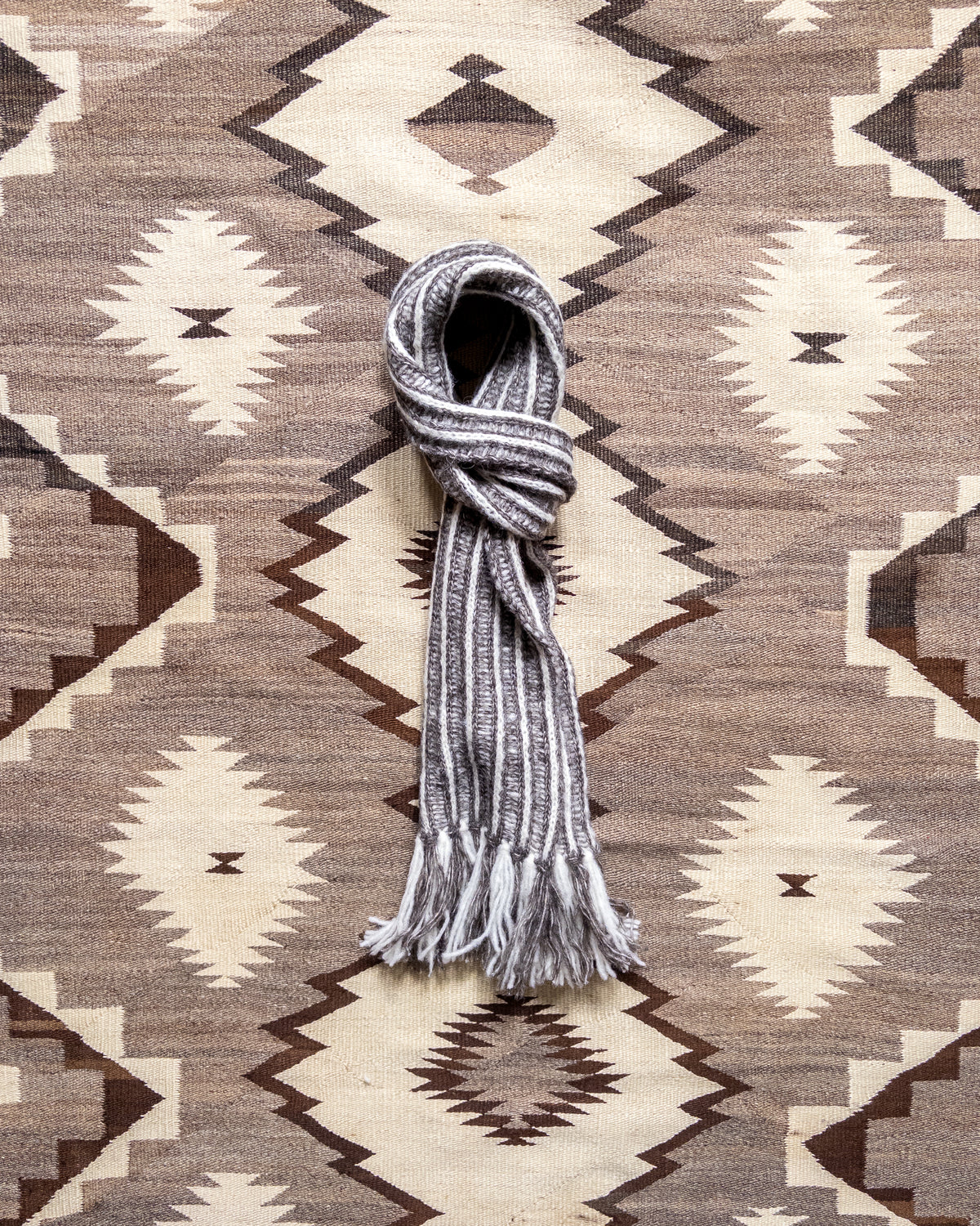 Alpaca Two-Tone Scarf - Charcoal/Cream