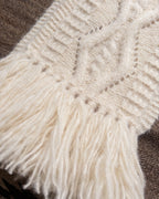 Alpaca Aran Knit Scarf - Cream