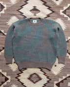Two-Tone Crewneck Sweater - Forest Green/Taupe