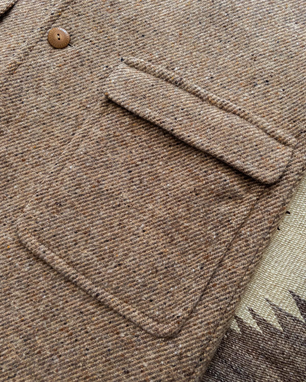 Raglan Overcoat - Tan/Cream Alpaca Twill Tweed
