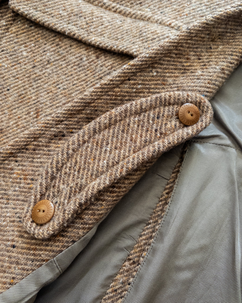 Raglan Overcoat - Tan/Cream Alpaca Twill Tweed