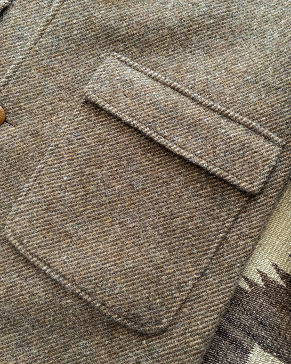 Shawl Collar Overcoat - Olive/Cream Alpaca Twill Tweed