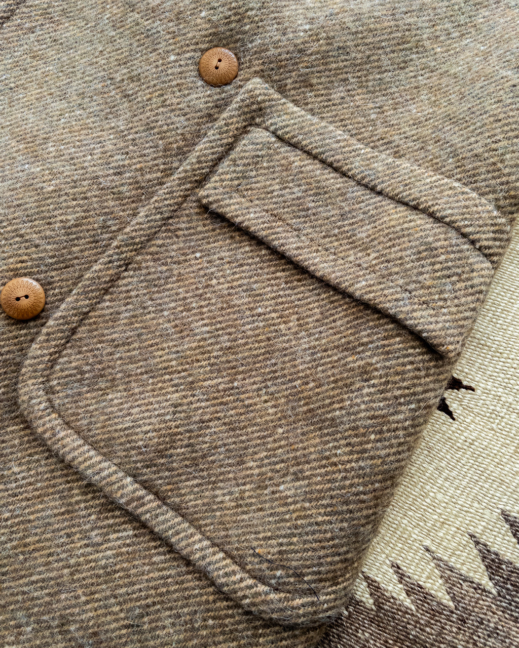 Polo Coat - Olive/Cream Alpaca Twill Tweed