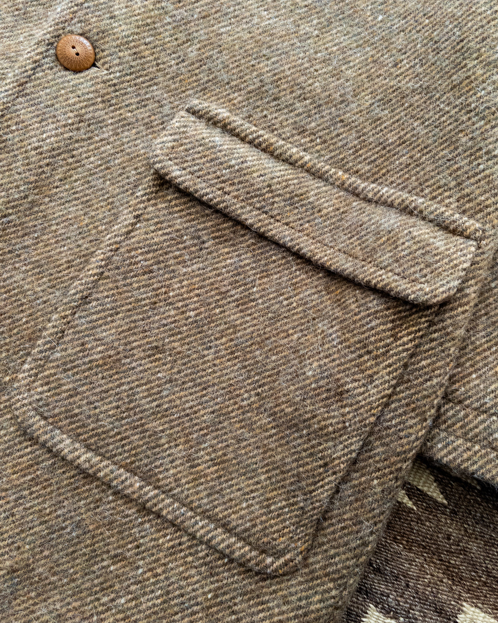 Raglan Overcoat - Olive/Cream Alpaca Twill Tweed