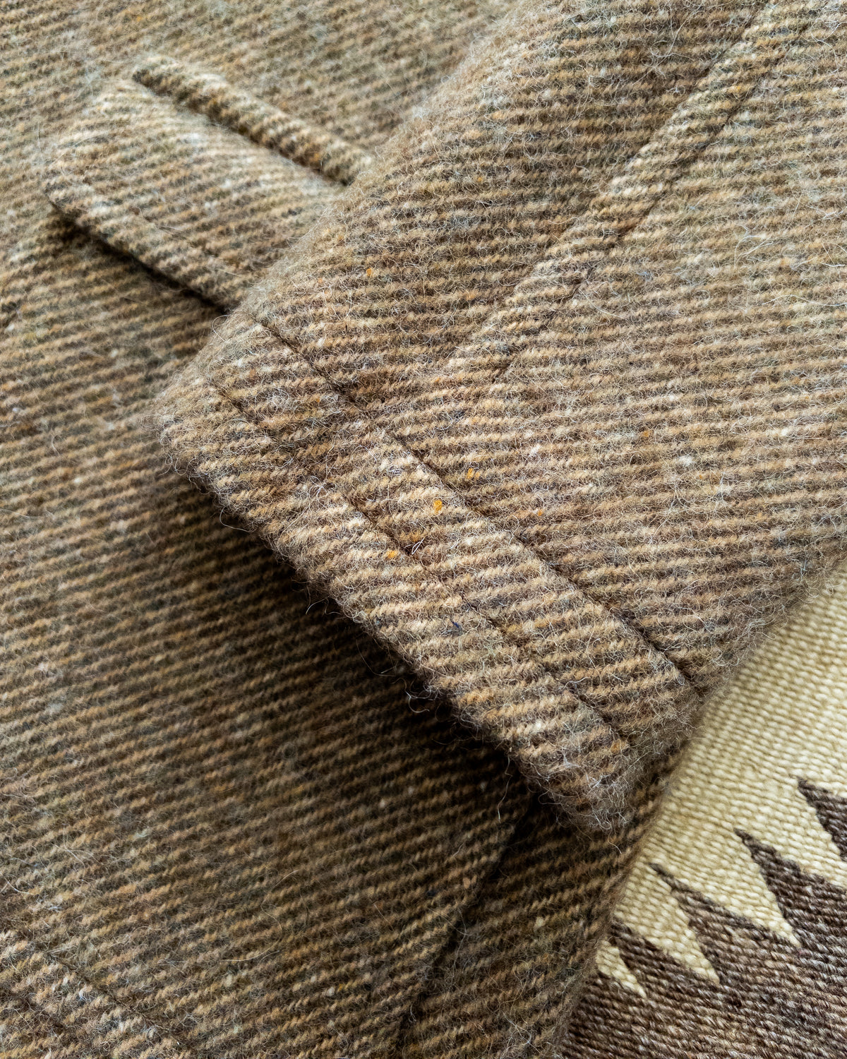 Raglan Overcoat - Olive/Cream Alpaca Twill Tweed