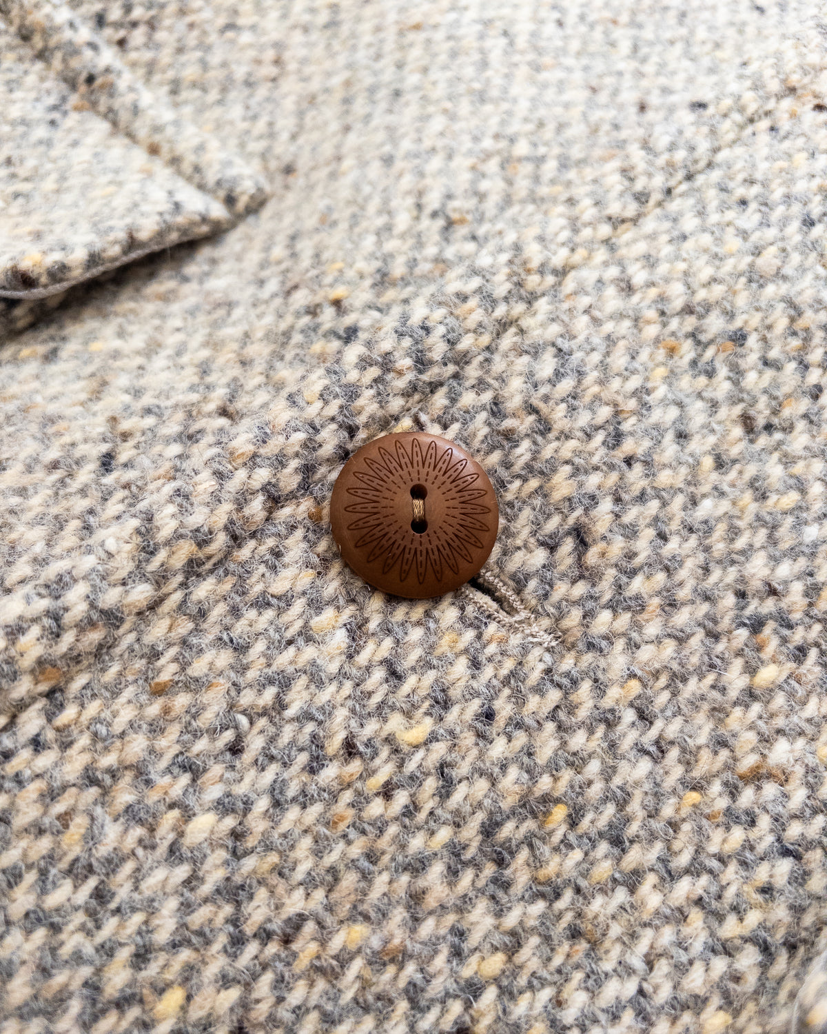 Raglan Overcoat - Warm Grey/Cream Broken Twill Tweed