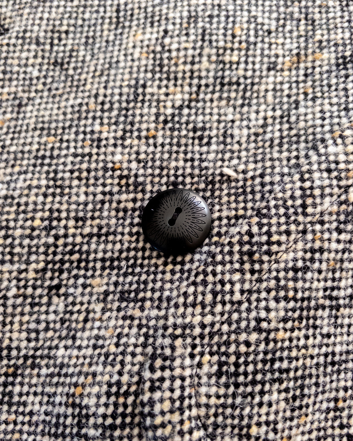 Polo Coat - Black/Cream Slub Donegal Tweed