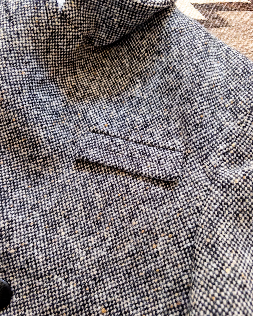 Polo Coat - Black/Cream Slub Donegal Tweed