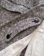 Raglan Overcoat - Black/Cream Slub Donegal Tweed