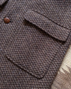 Shawl Collar Overcoat - Grey/Brown Barleycorn Tweed