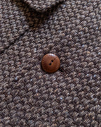 Shawl Collar Overcoat - Grey/Brown Barleycorn Tweed