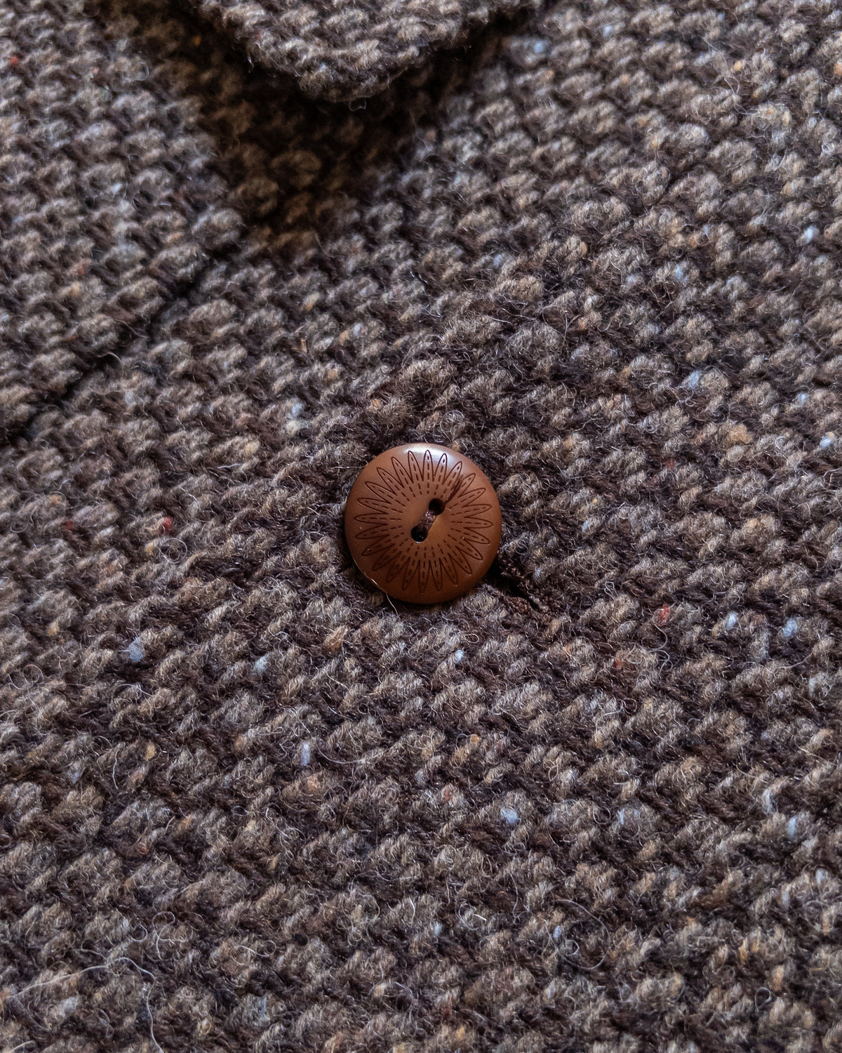 Shawl Collar Overcoat - Grey/Brown Barleycorn Tweed