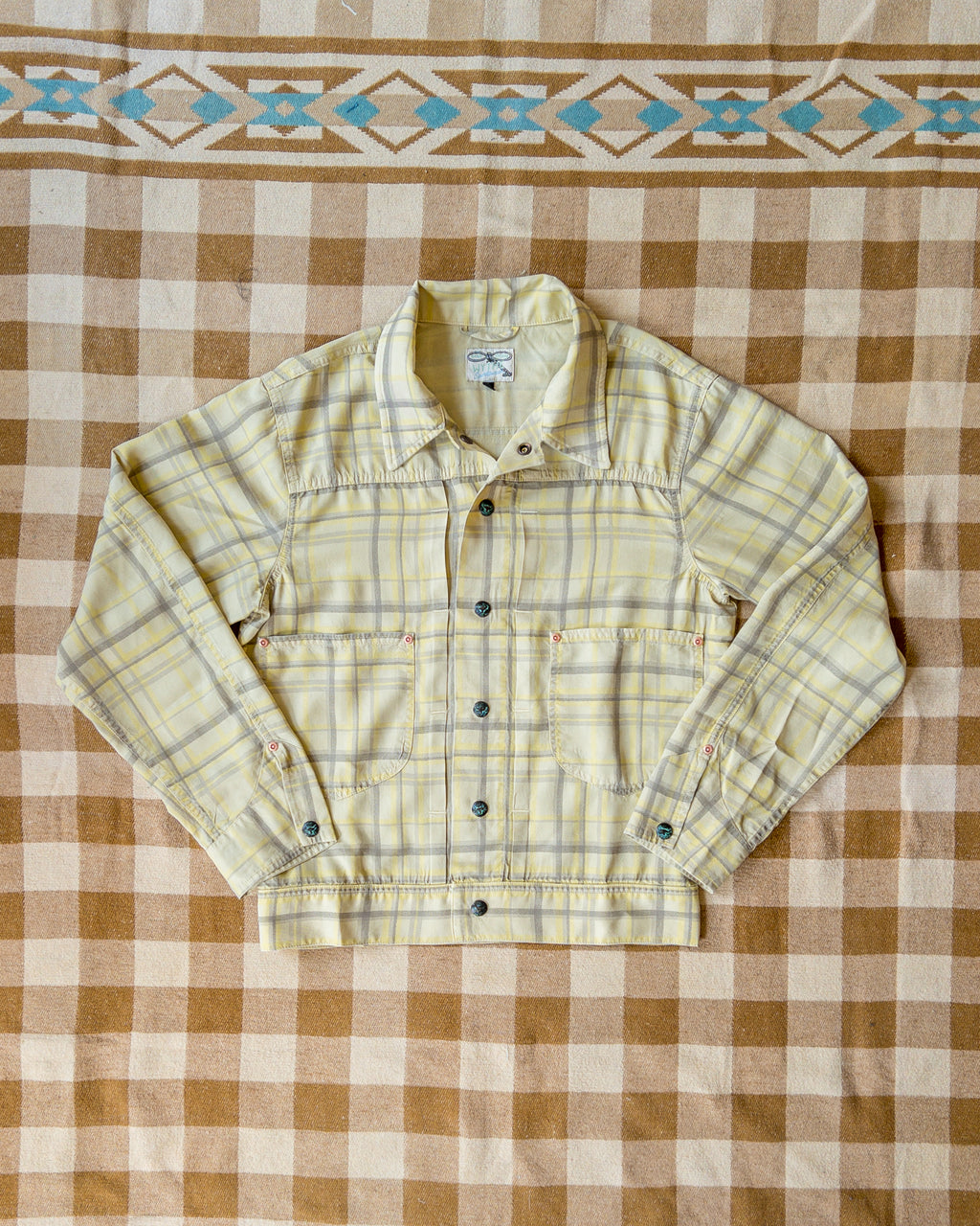 Printed Corral Plaid Tencel Ranch Jacket - Sunflower