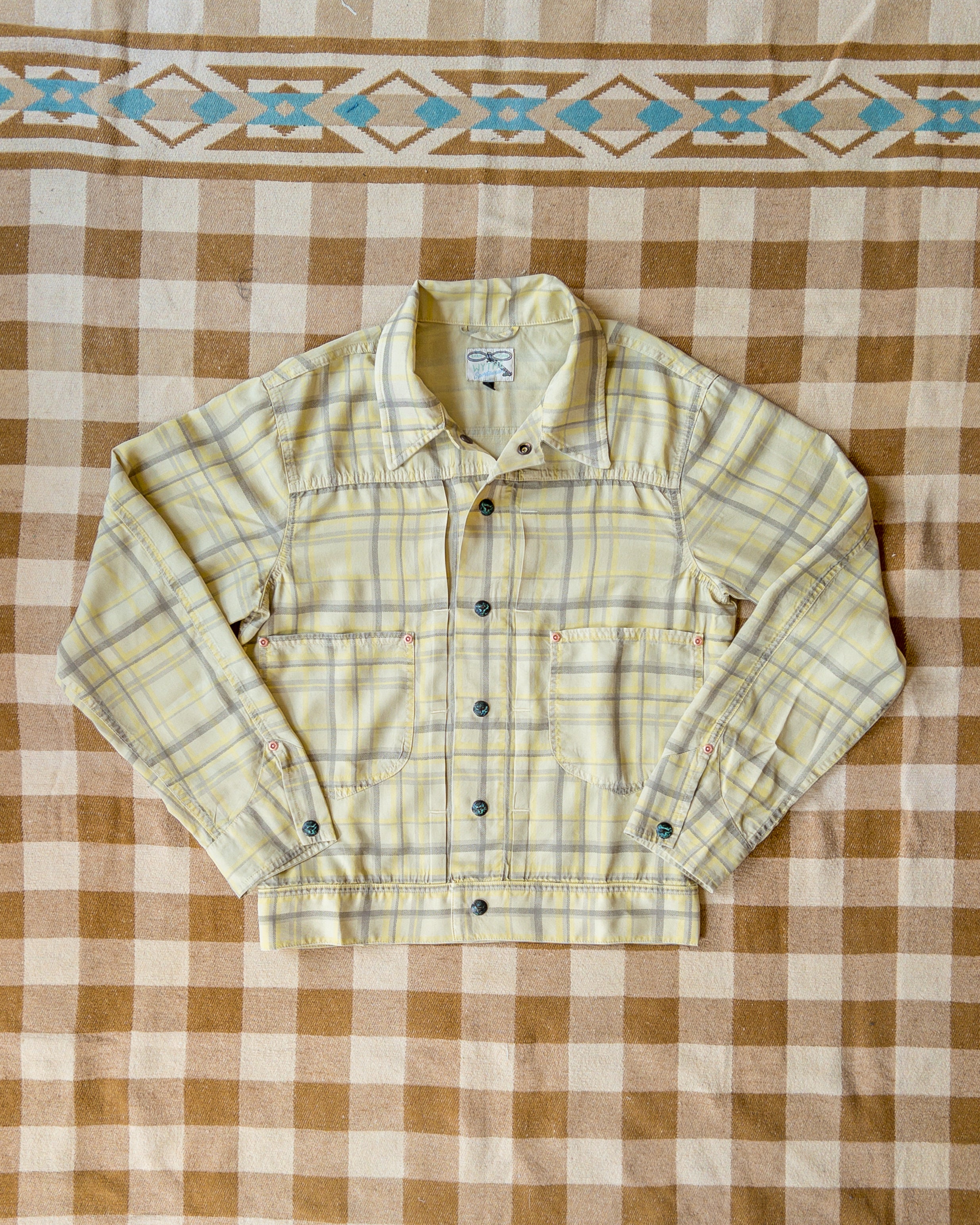 Printed Corral Plaid Tencel Ranch Jacket - Sunflower