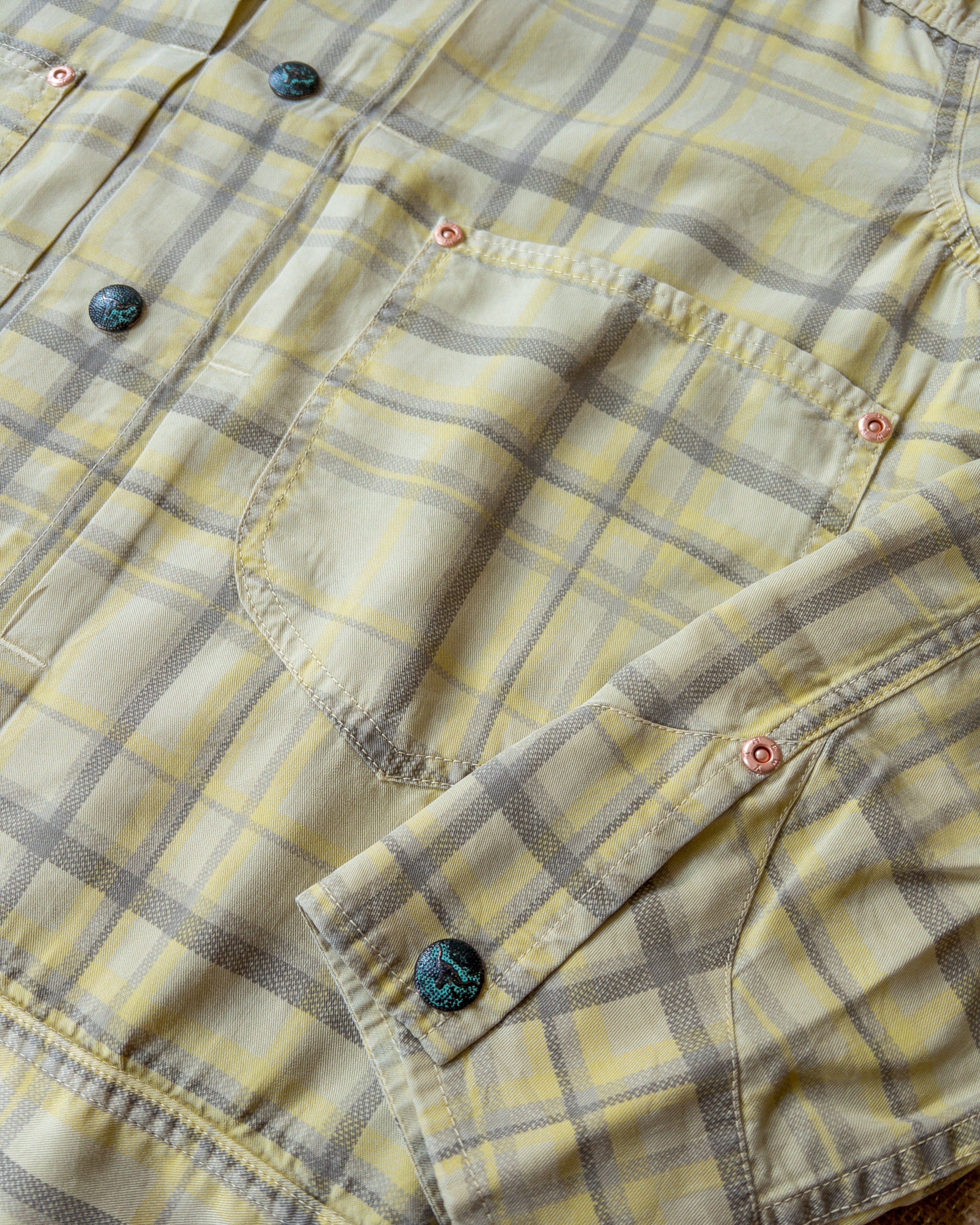 Printed Corral Plaid Tencel Ranch Jacket - Sunflower