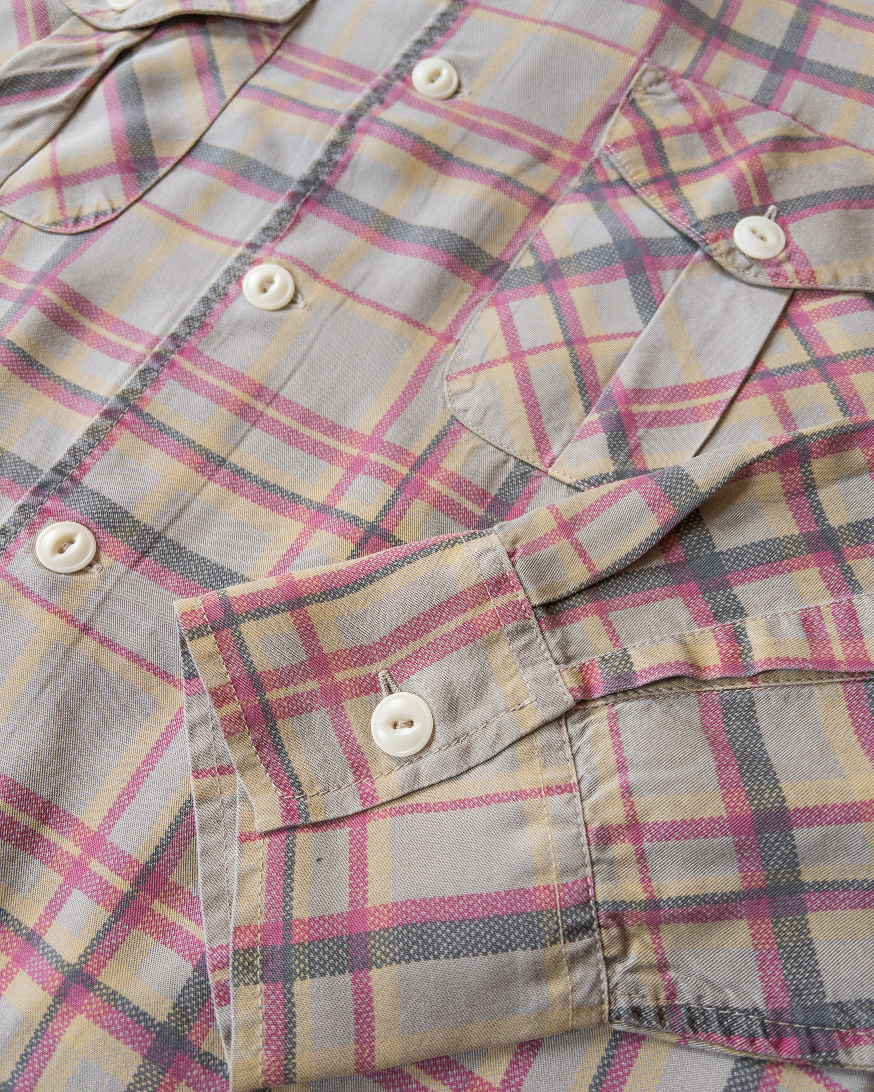 Printed Corral Plaid Tencel Patio Shirt - Nutmeg