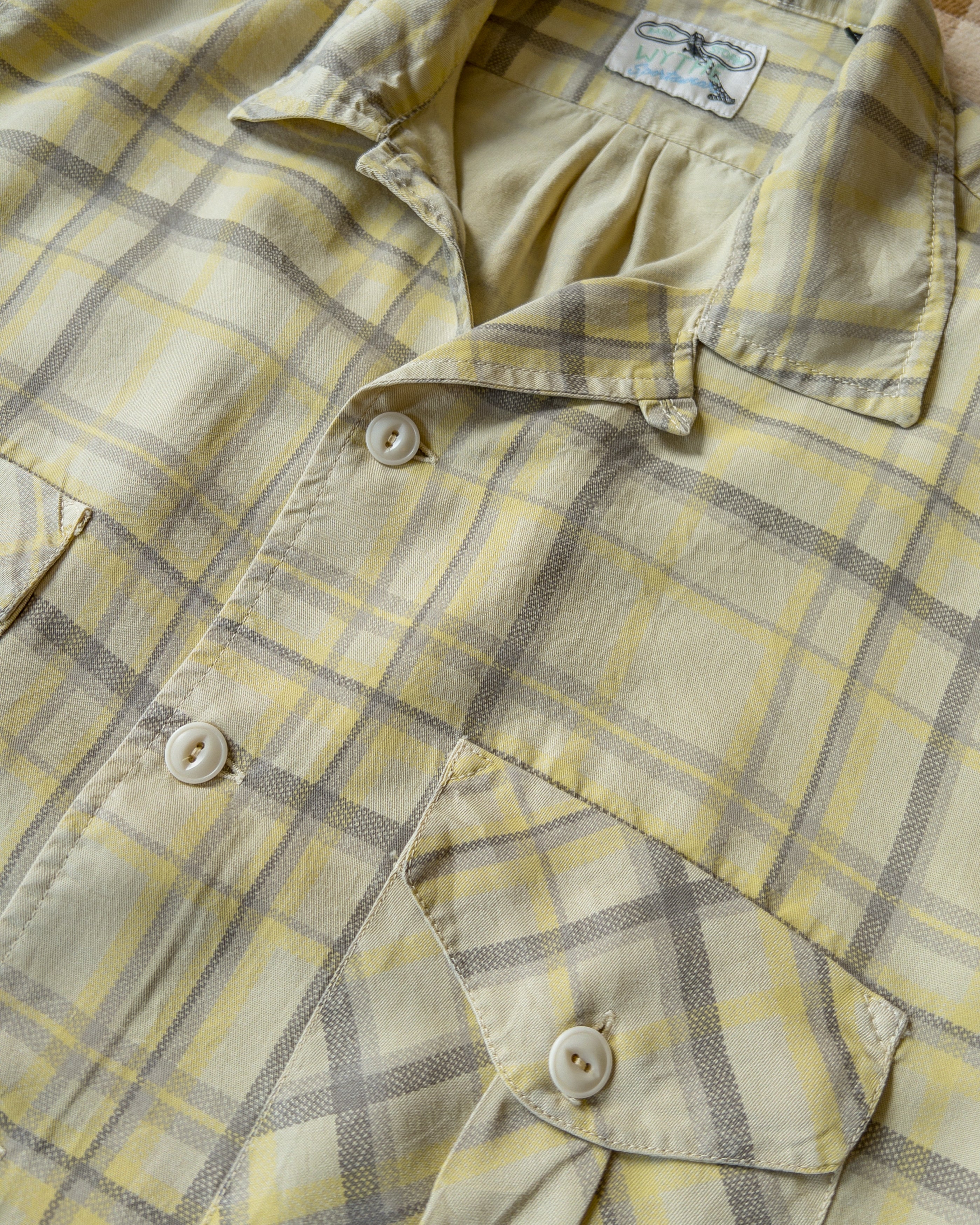 Printed Corral Plaid Tencel Patio Shirt - Sunflower