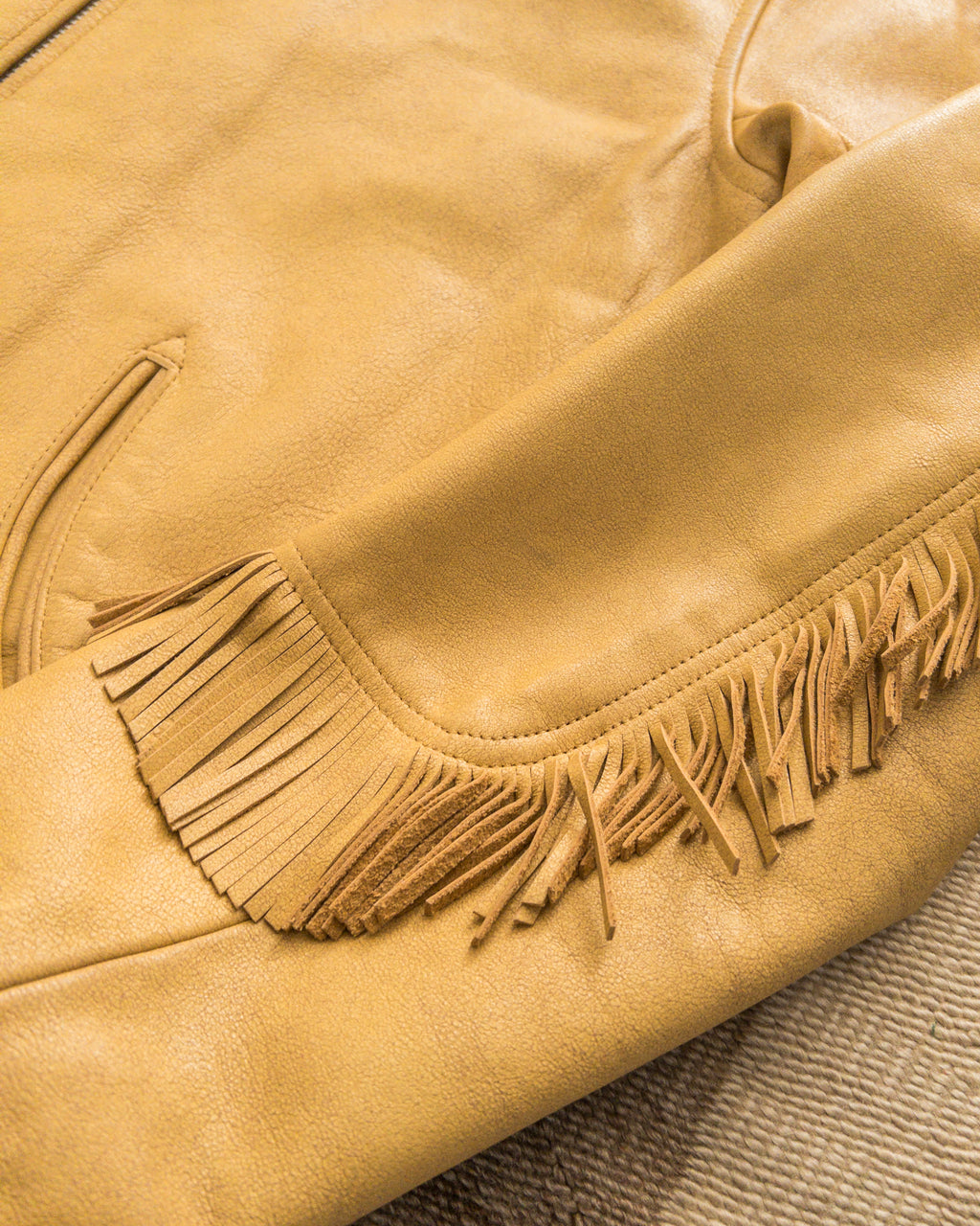 Mustang Fringe Leather Jacket - Yellow