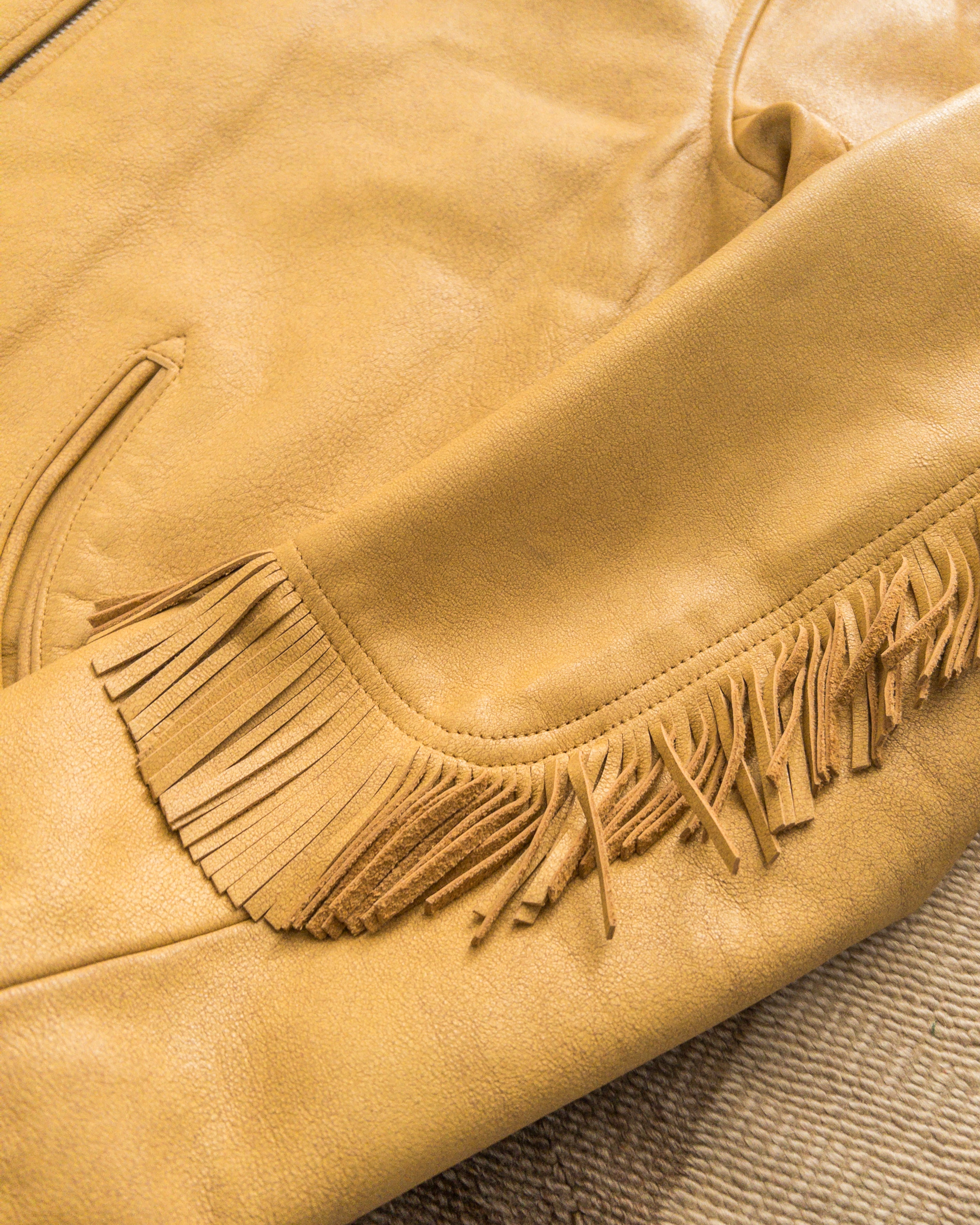 Mustang Fringe Leather Jacket - Yellow