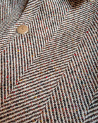 Raglan Wool Overcoat - Brown/Cream Donegal Herringbone