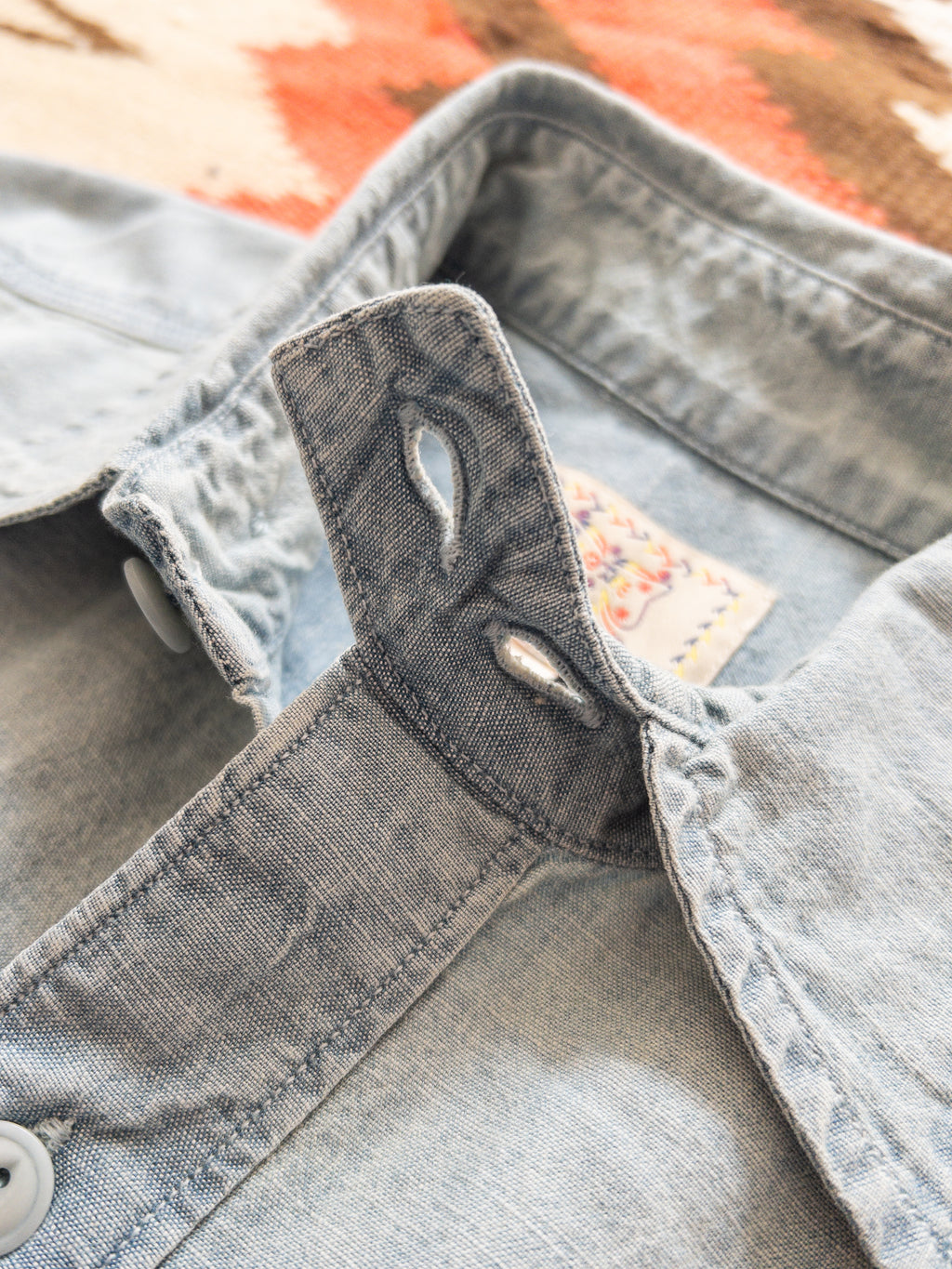 Chambray Workshirt - Distressed and Sunfaded Indigo