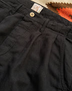 Pleated Cotton Linen Twill Chino - Faded Black