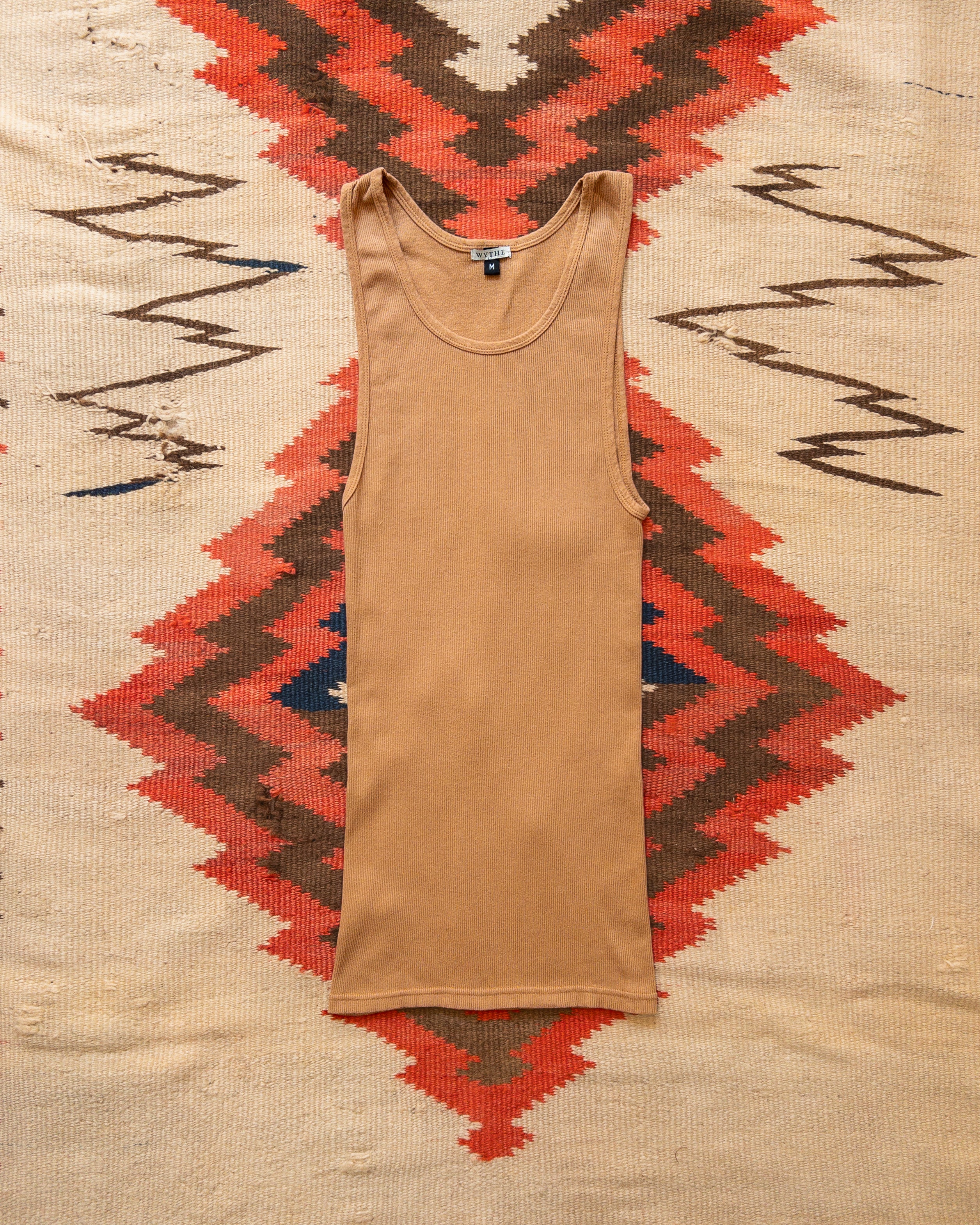 Tubular Cotton Ribbed Tank Top - Apricot - USA