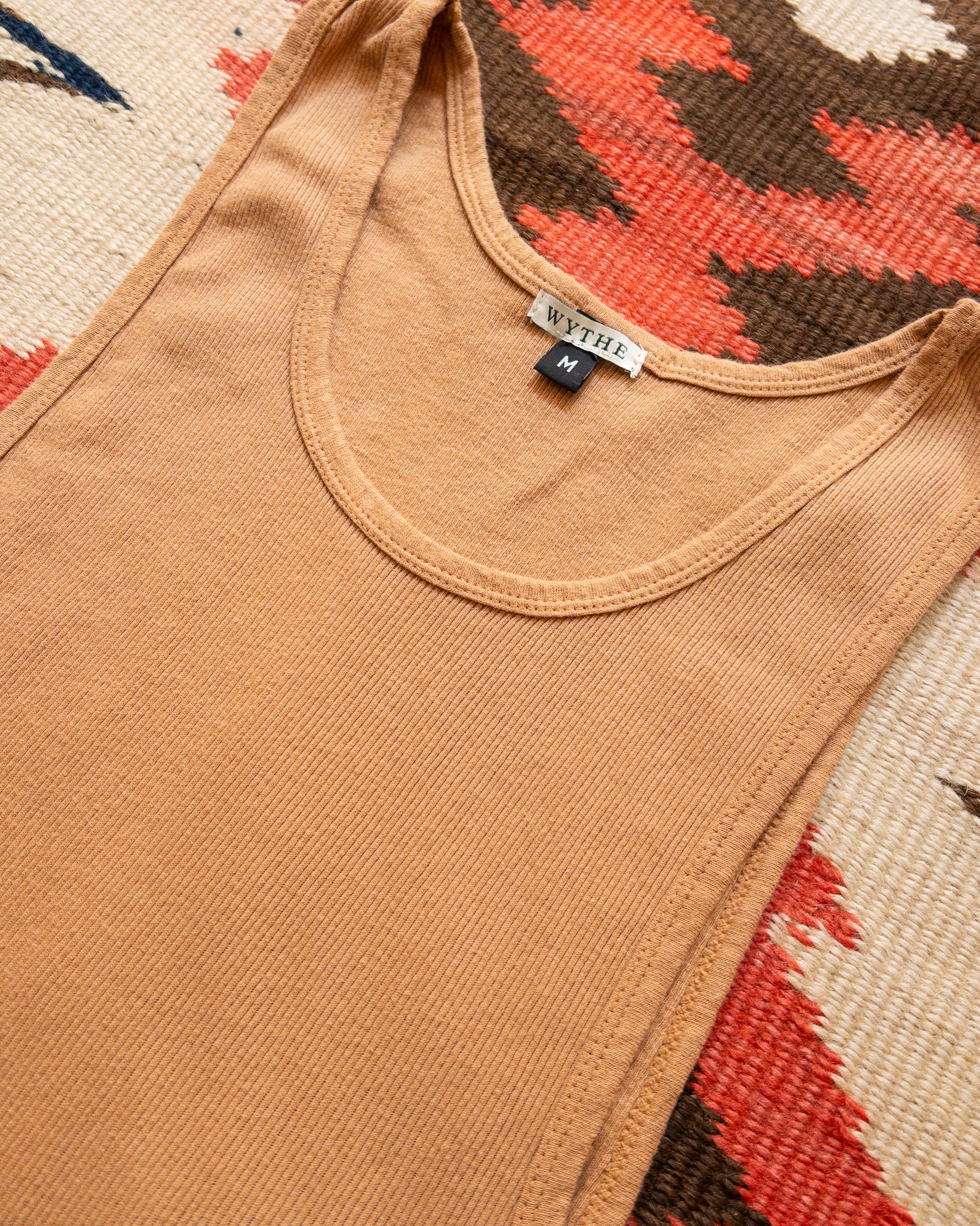 Tubular Cotton Ribbed Tank Top - Apricot - USA