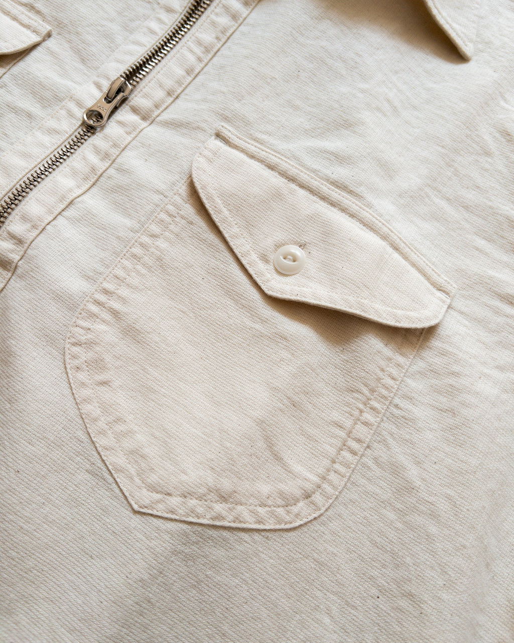Aertex Half-Zip Shirt - Unbleached