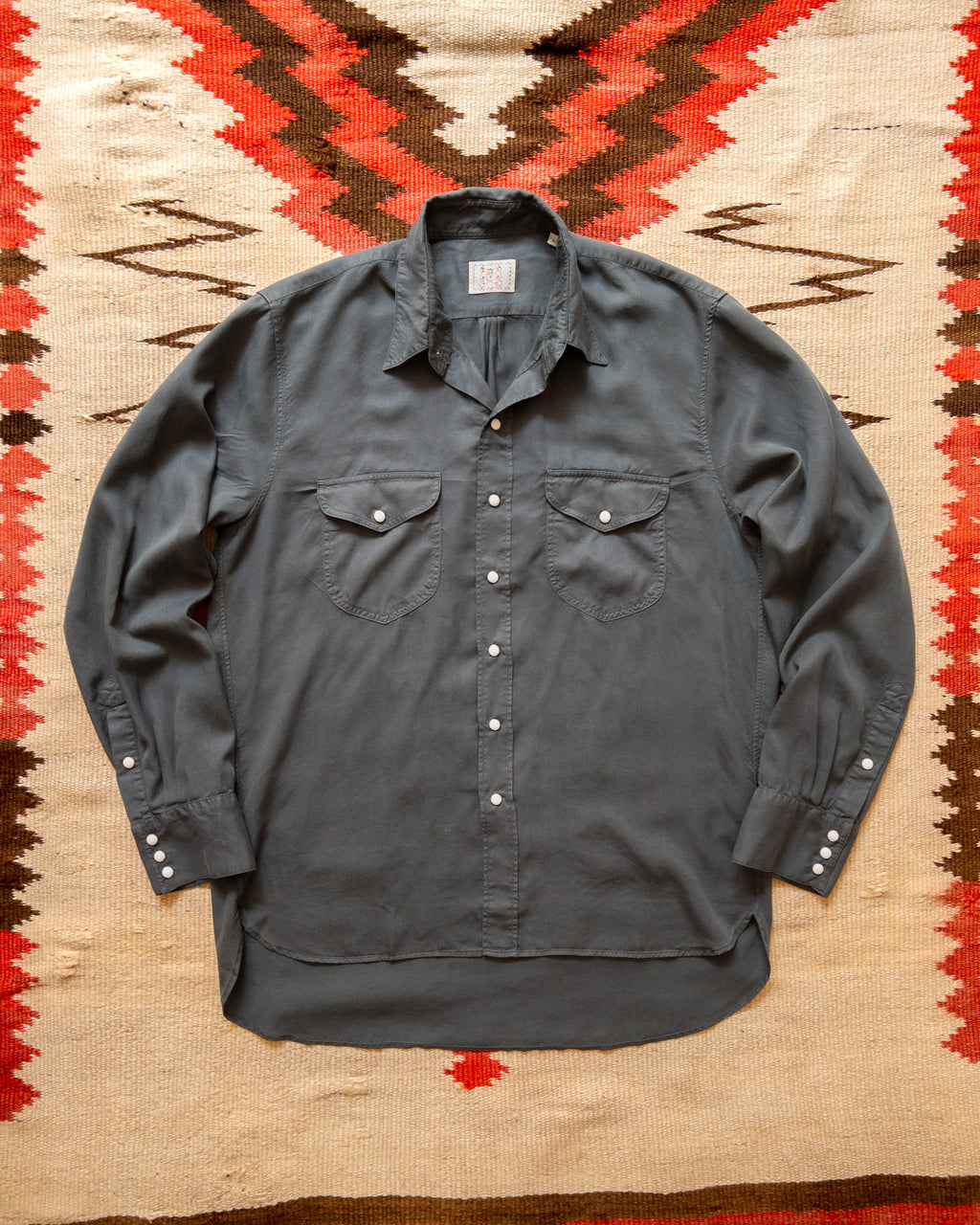 Tencel Gabardine Pearlsnap Shirt - Faded Black
