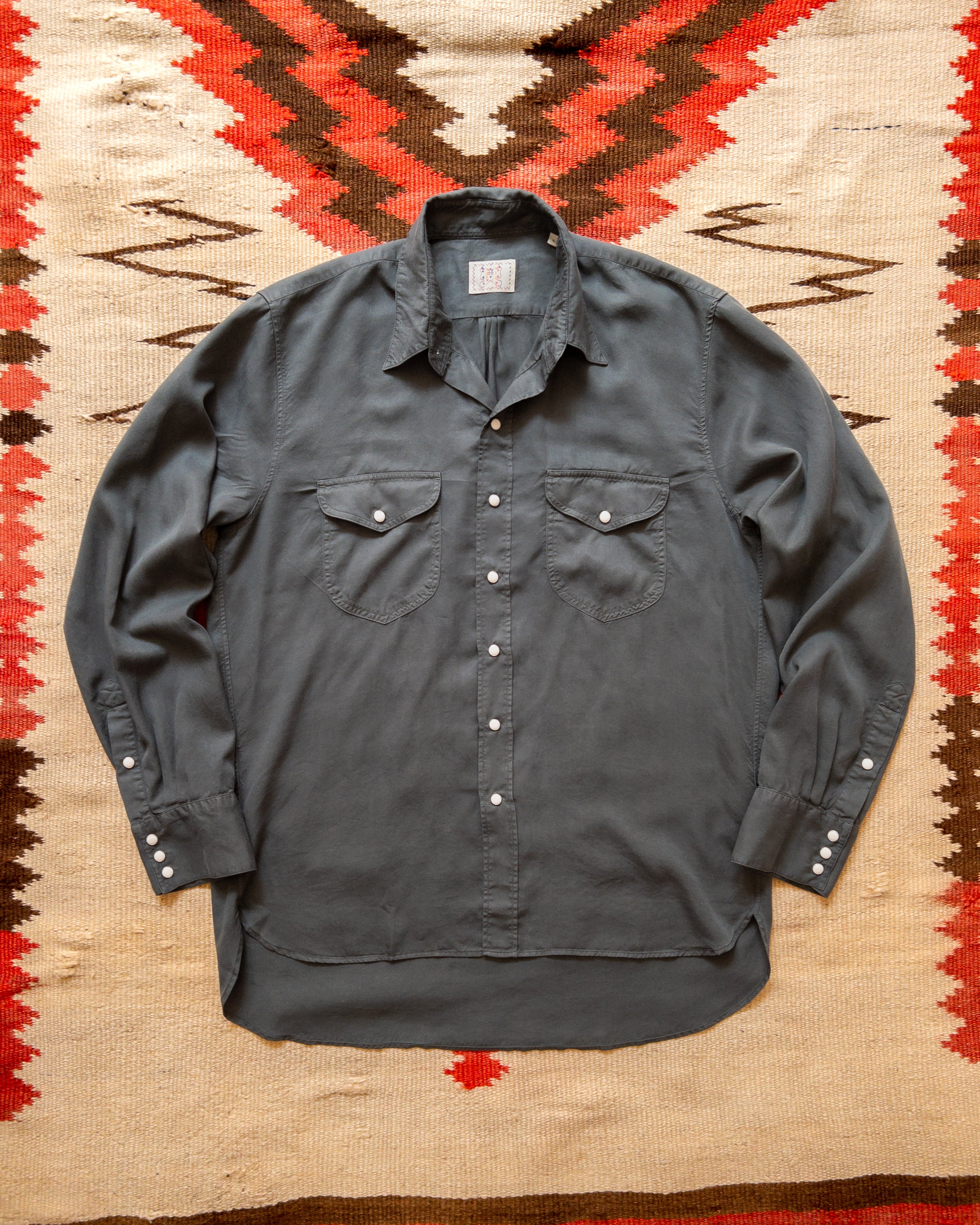 Tencel Gabardine Pearlsnap Shirt - Faded Black