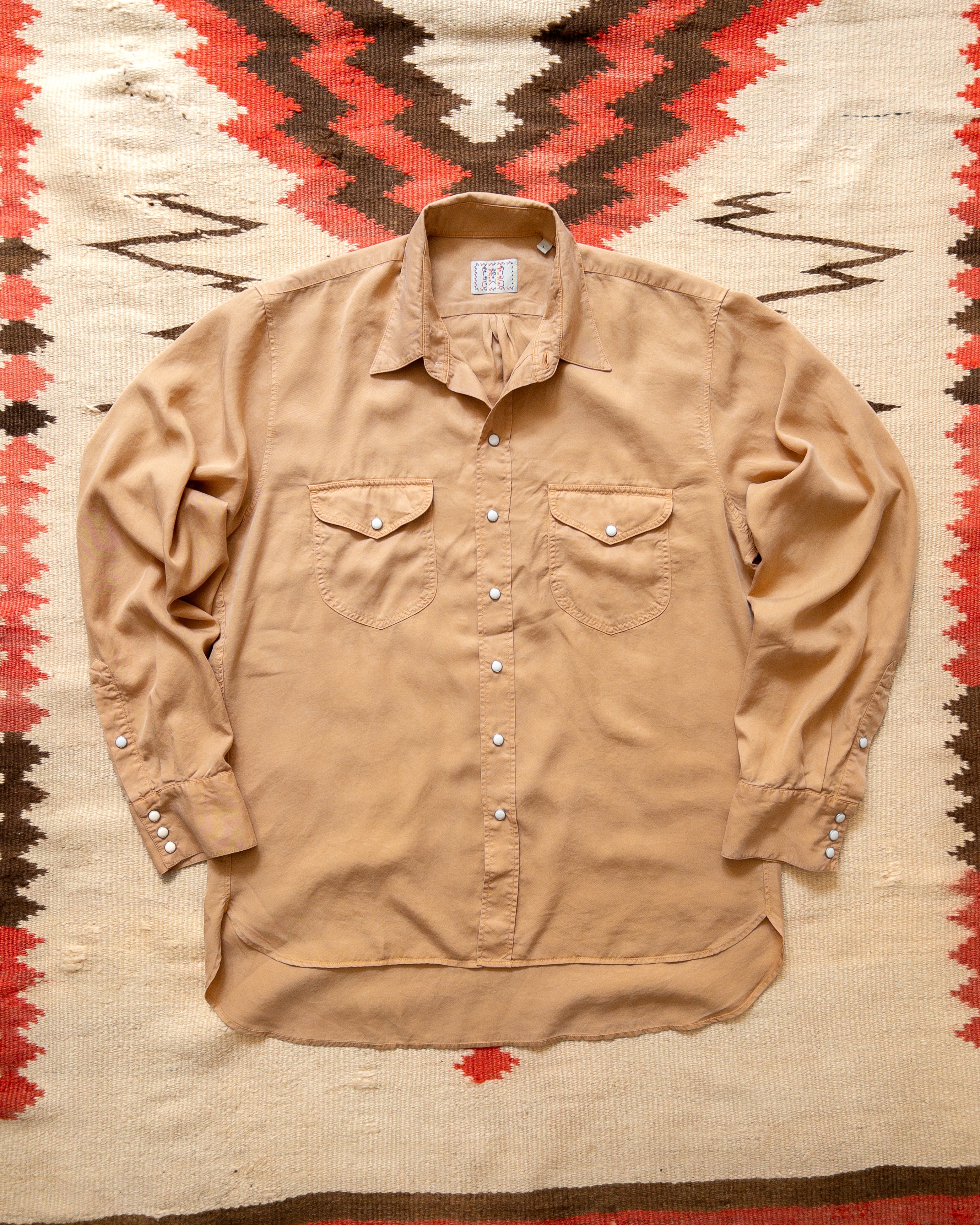 Tencel Gabardine Pearlsnap Shirt - Apricot