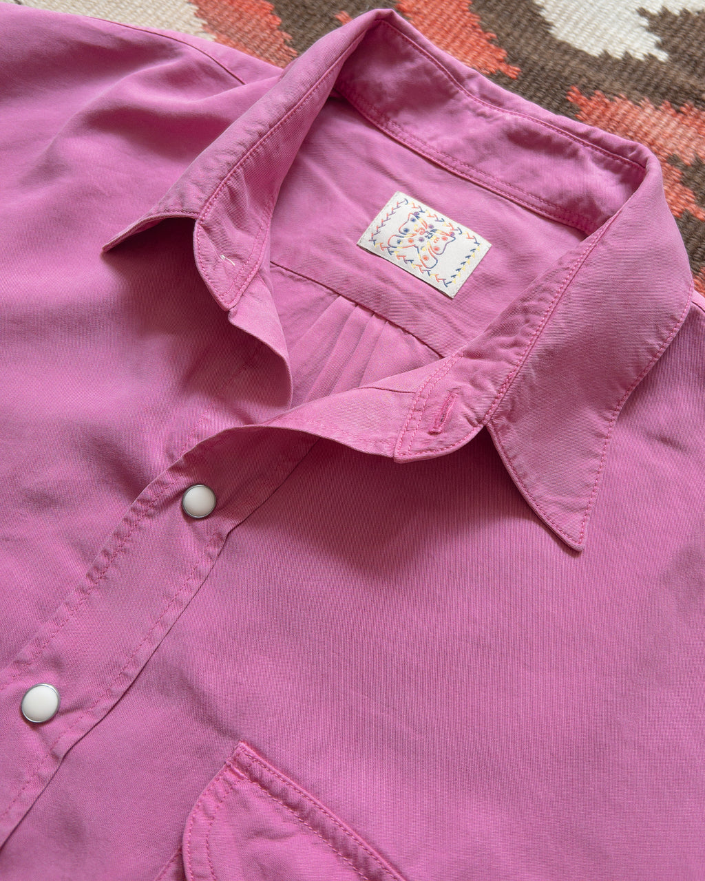 Tencel Gabardine Pearlsnap Shirt - Flamingo