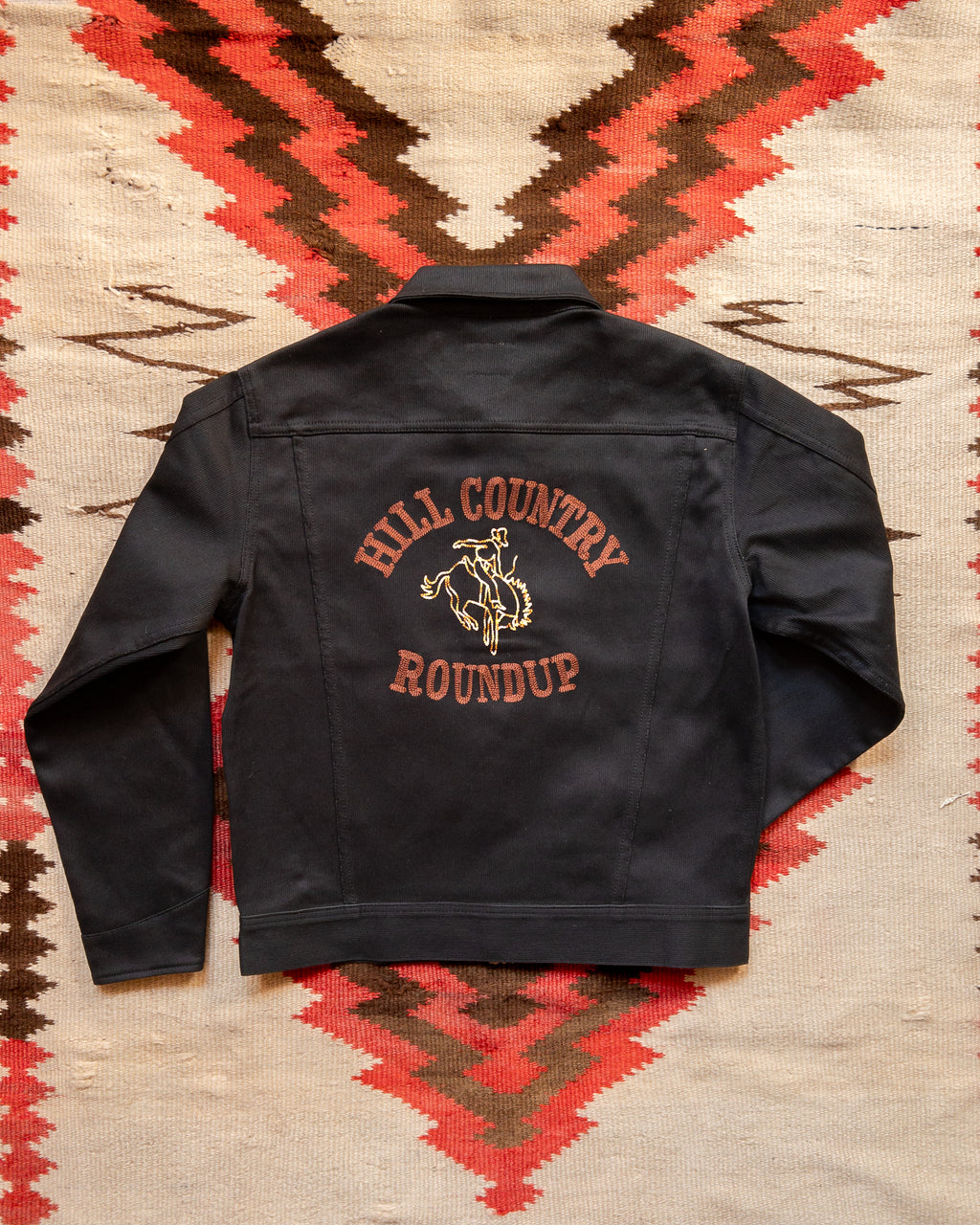 Embroidered Bedford Cord Ranch Jacket - Black