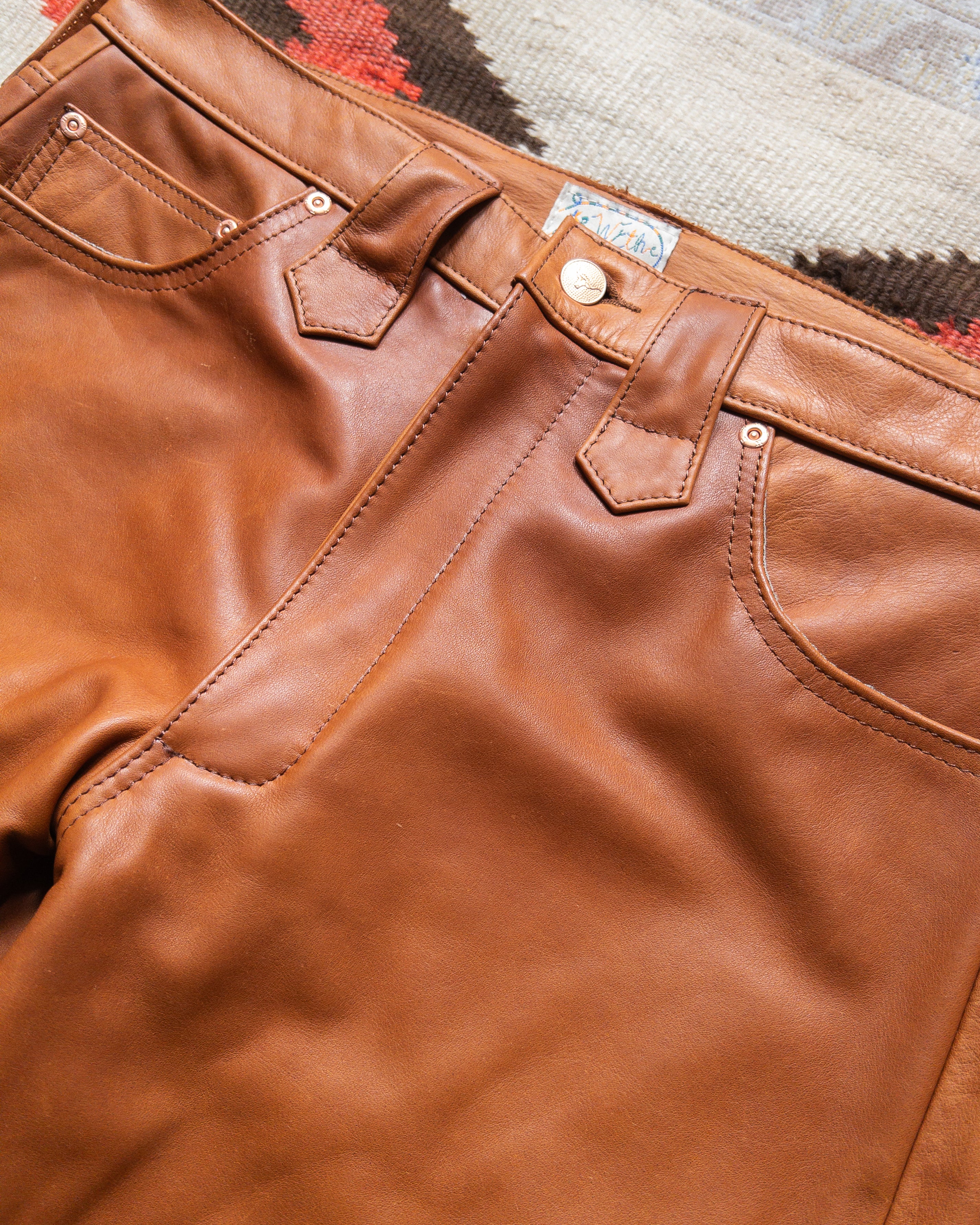 Leather Five Pocket Flares - Bay Brown