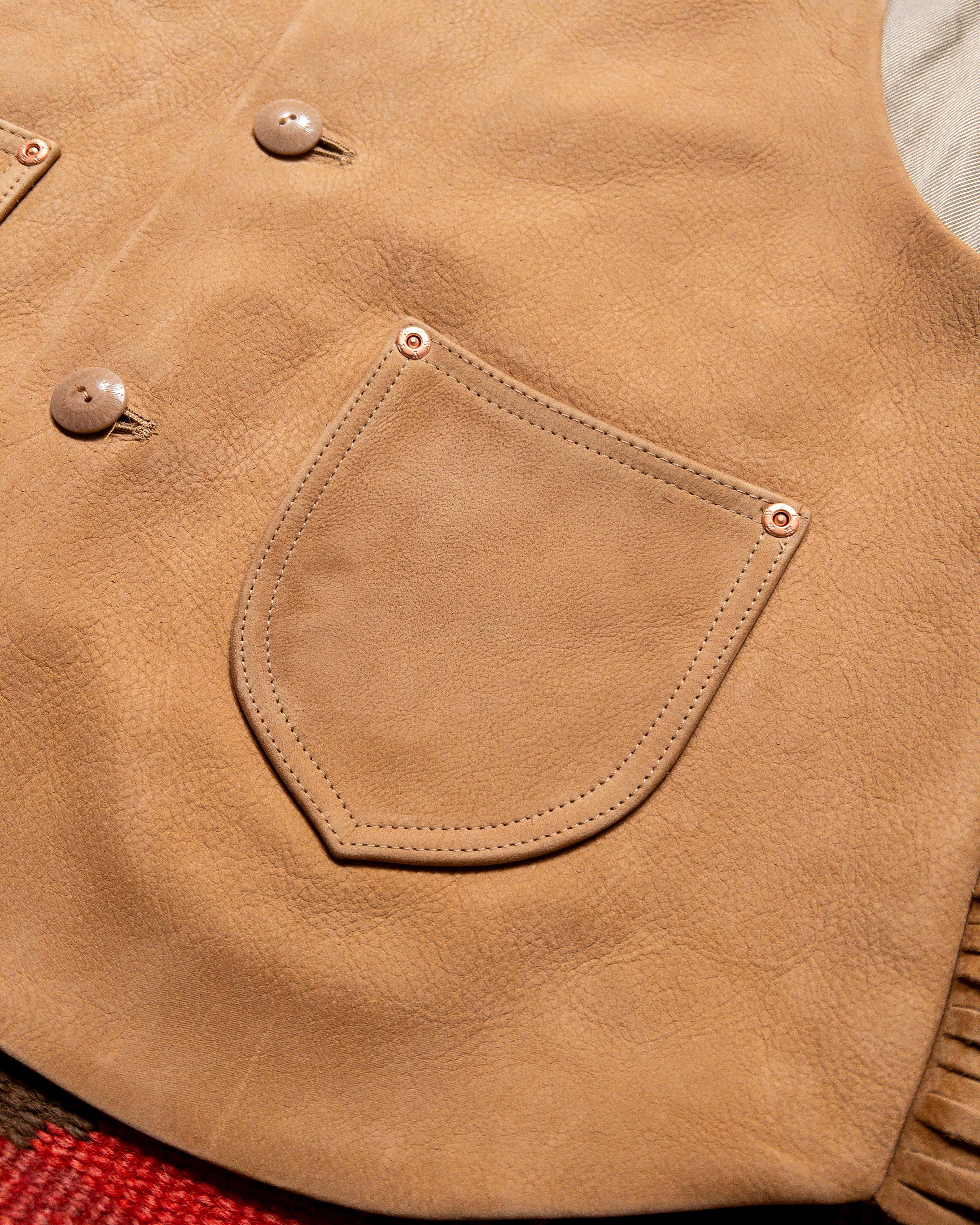 Leather Fringe Vest - Honey