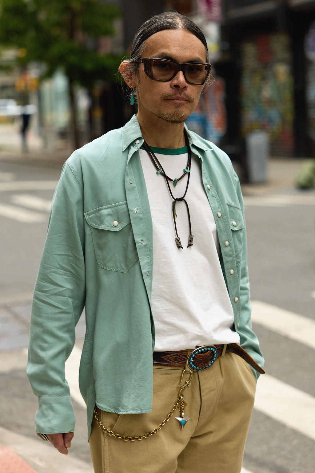 Tencel Gabardine Pearlsnap Shirt - Sage