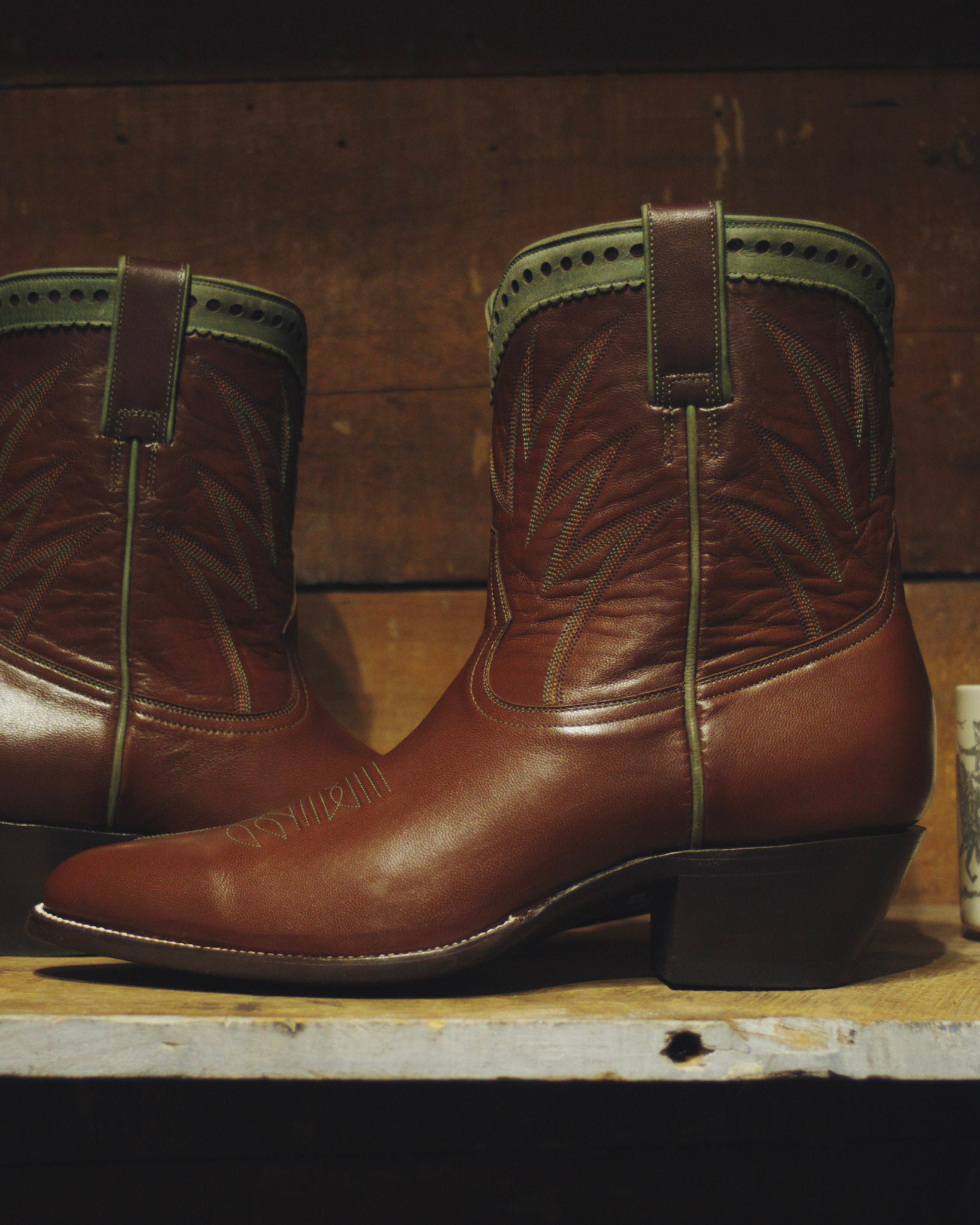 Brown/Sagebrush Calfskin Pee Wee Boots
