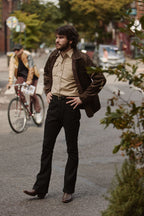 Flared Bedford Cord Five Pocket Pants - Black