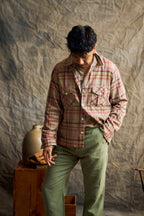 Printed Corral Plaid Tencel Patio Shirt - Nutmeg