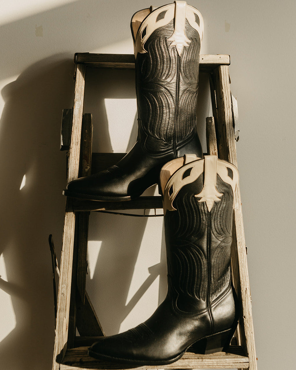 Black and Bone Horsehide Western Cowboy Boots