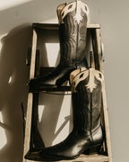 Black and Bone Horsehide Western Cowboy Boots