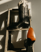 Black and Bone Horsehide Western Cowboy Boots