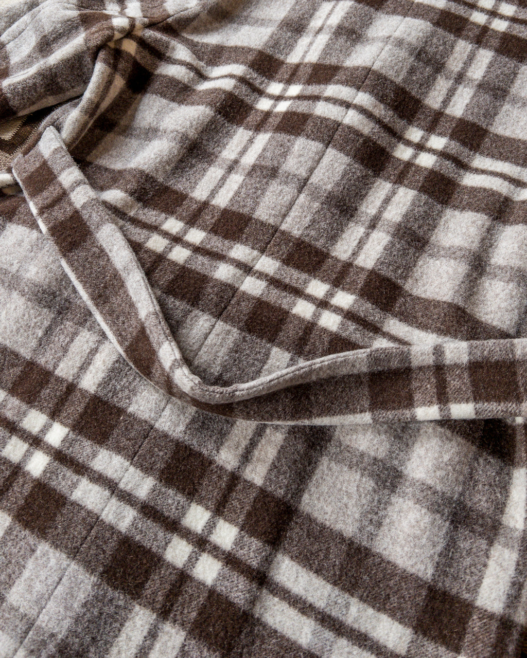 Shawl Collar Wool Overcoat - Brown/Cream Plaid Casentino