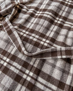 Shawl Collar Wool Overcoat - Brown/Cream Plaid Casentino