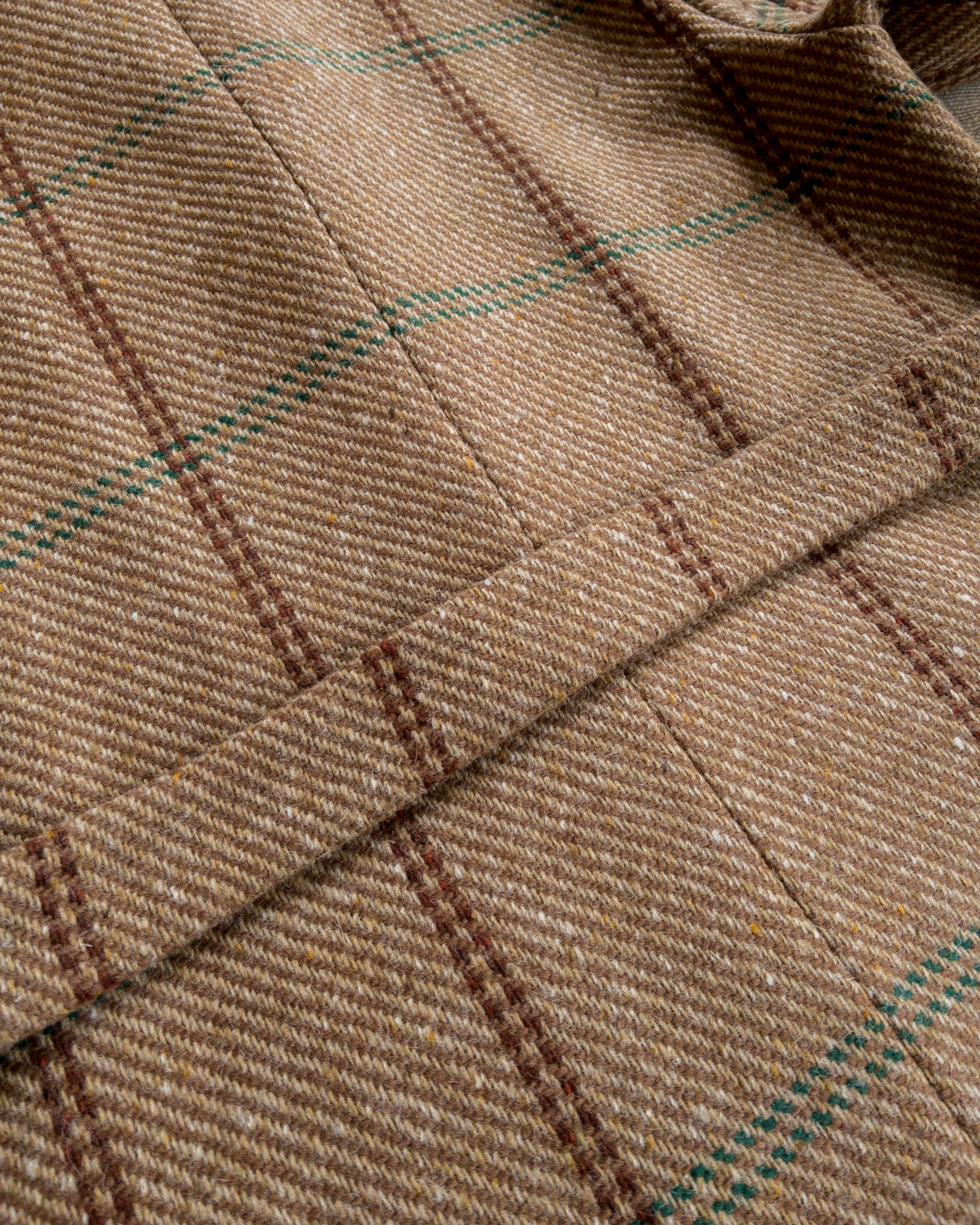 Shawl Collar Wool Overcoat - Rust and Evergreen Windowpane