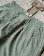 Pleated Cotton Linen Twill Chino - Faded Olive