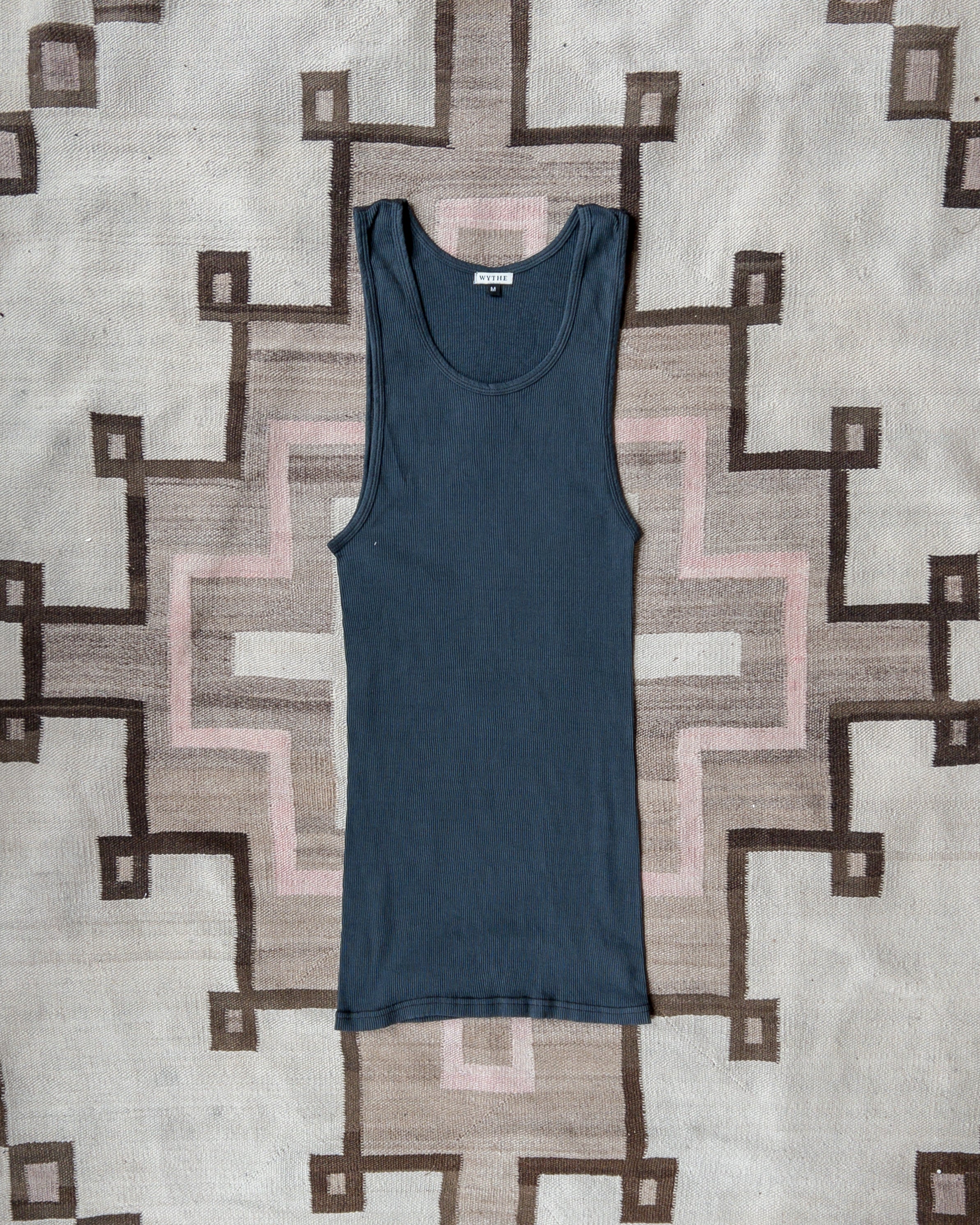 Tubular Cotton Ribbed Tank Top - Faded Black - USA