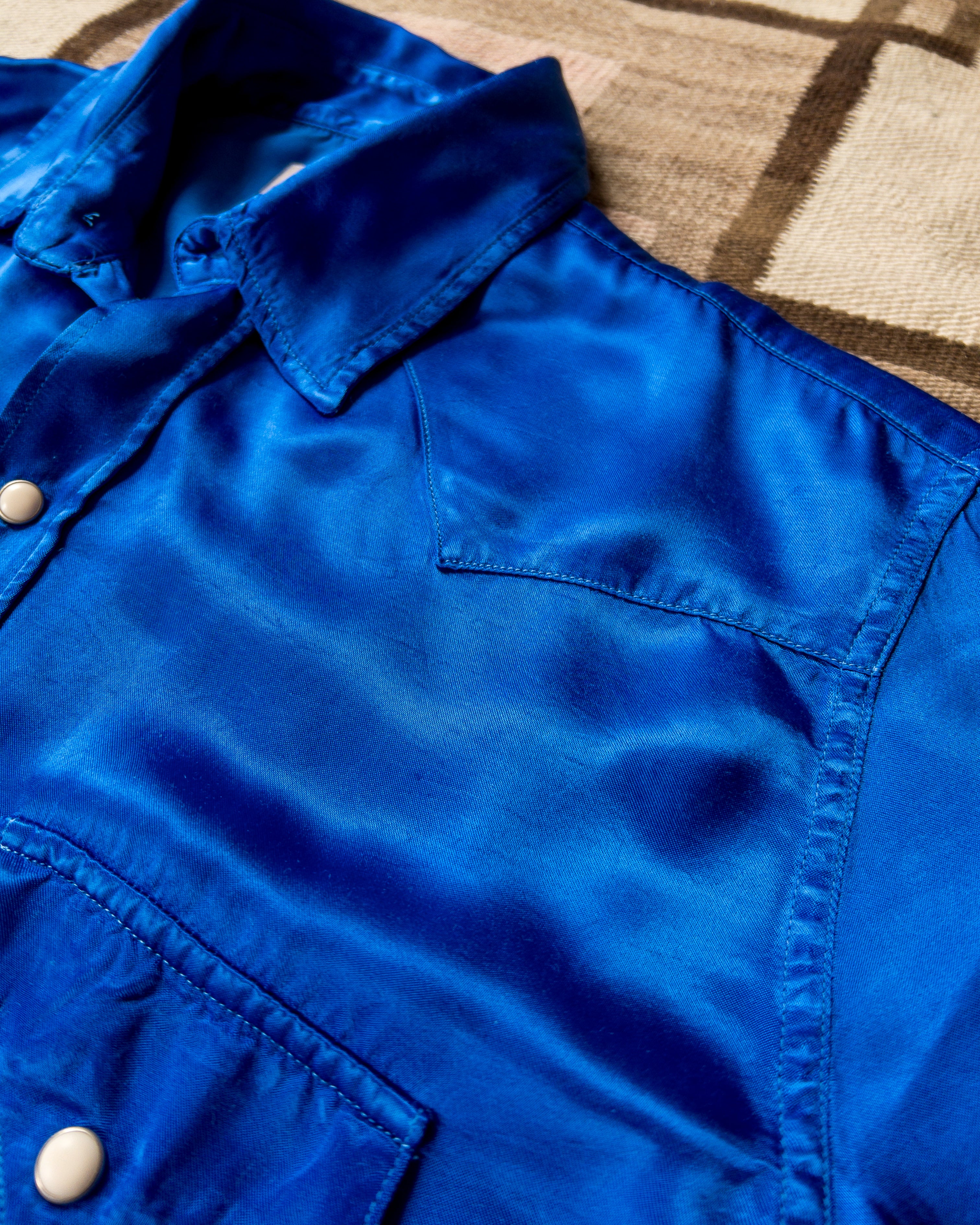 Satin Rodeo Shirt - Cobalt