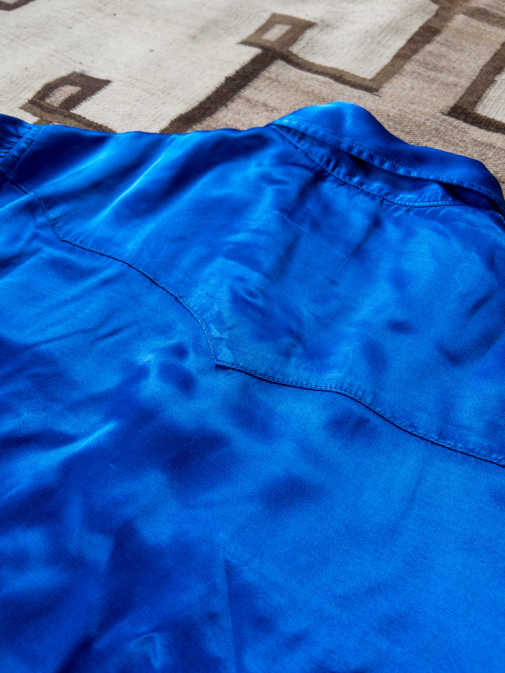 Satin Rodeo Shirt - Cobalt